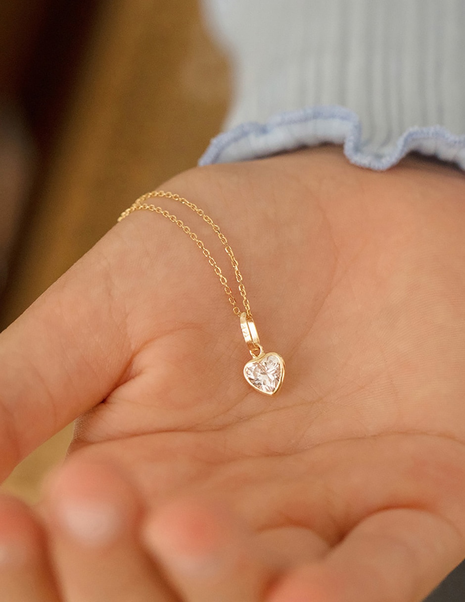 Collar de corazón de oro amarillo 14 K 3