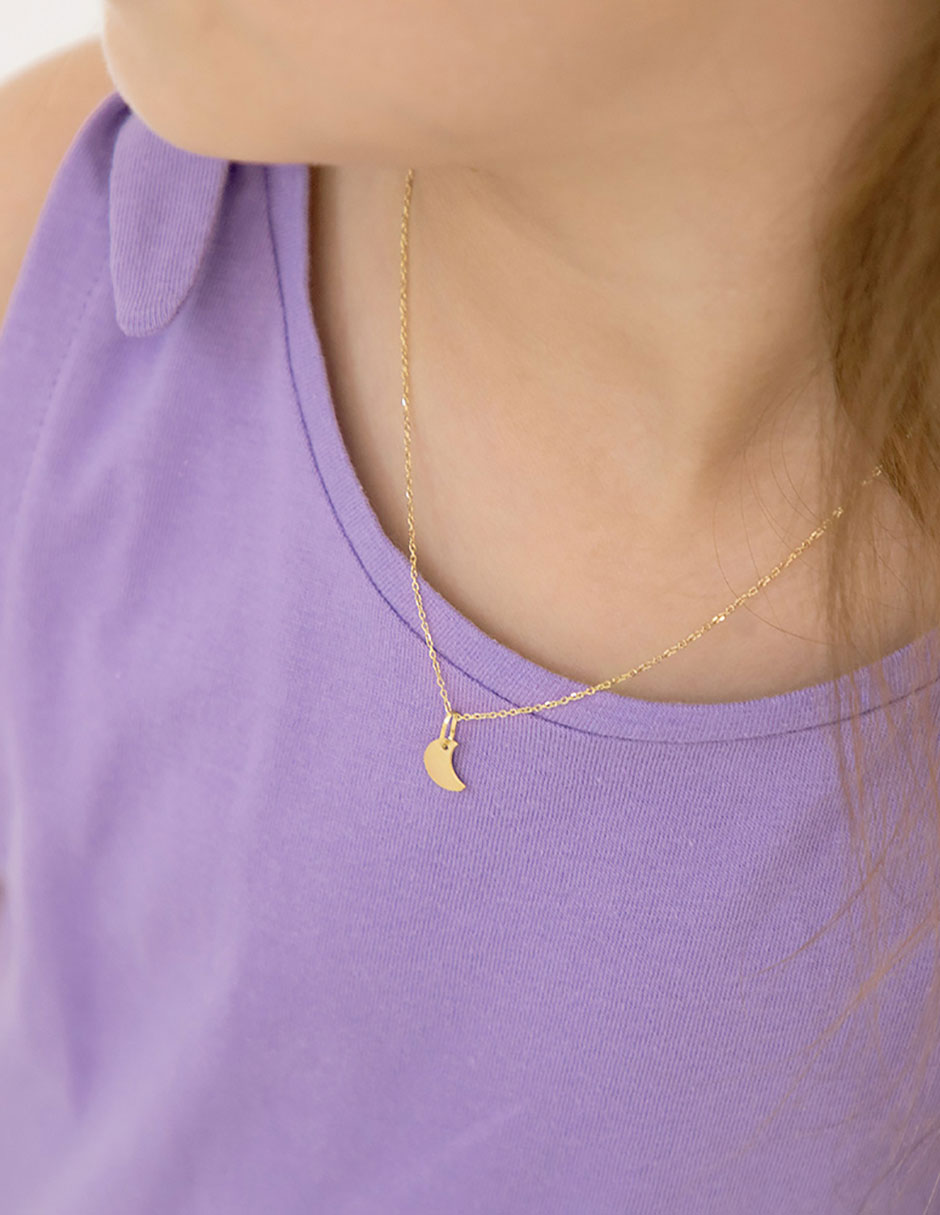 Collar de luna de oro amarillo 14 K 4