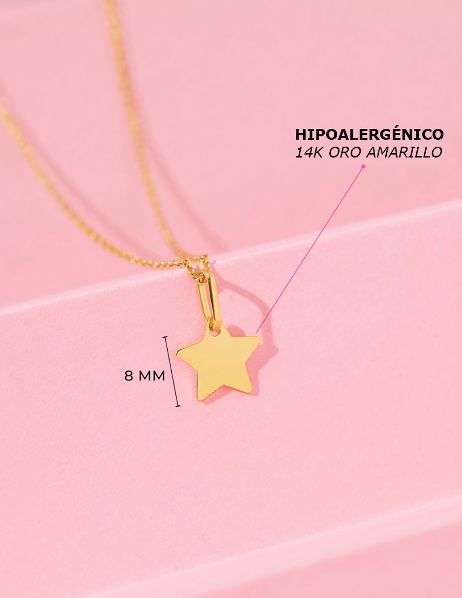 Collar de estrella de oro amarillo 14 K 4