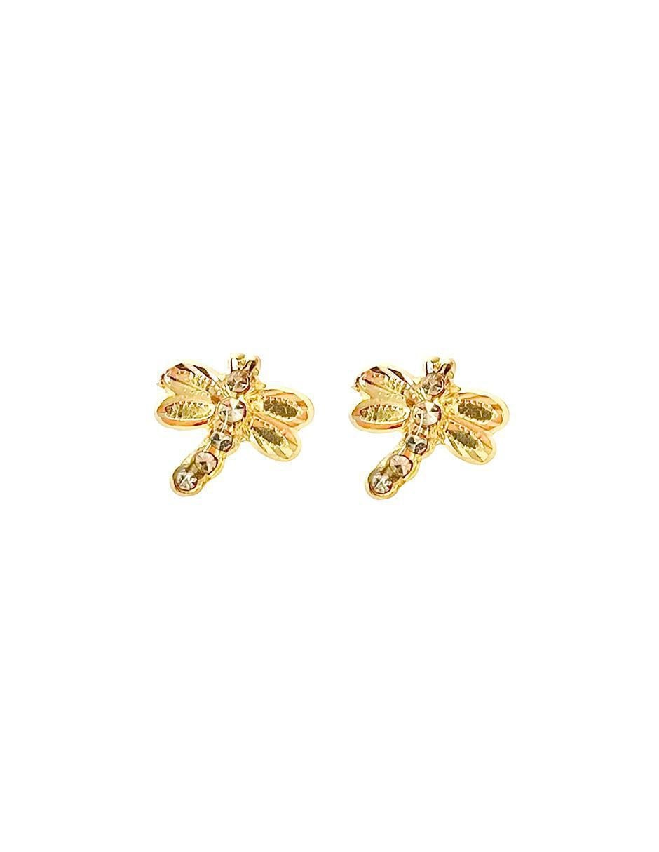Broqueles de libélula de oro con acabado brillante zirconia Broqueles de libélula de oro con acabado brillante zirconia