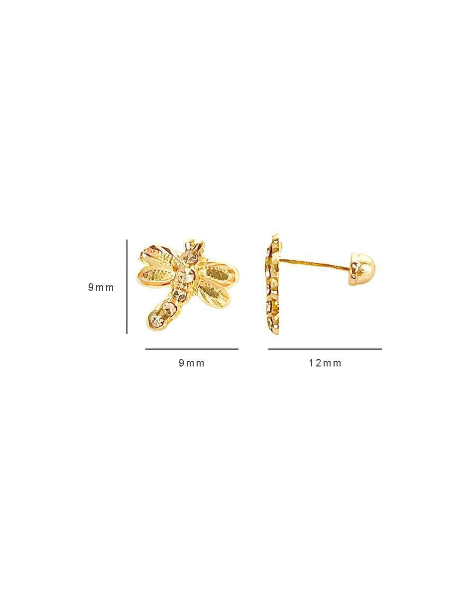 Broqueles de libélula de oro con acabado brillante zirconia 5