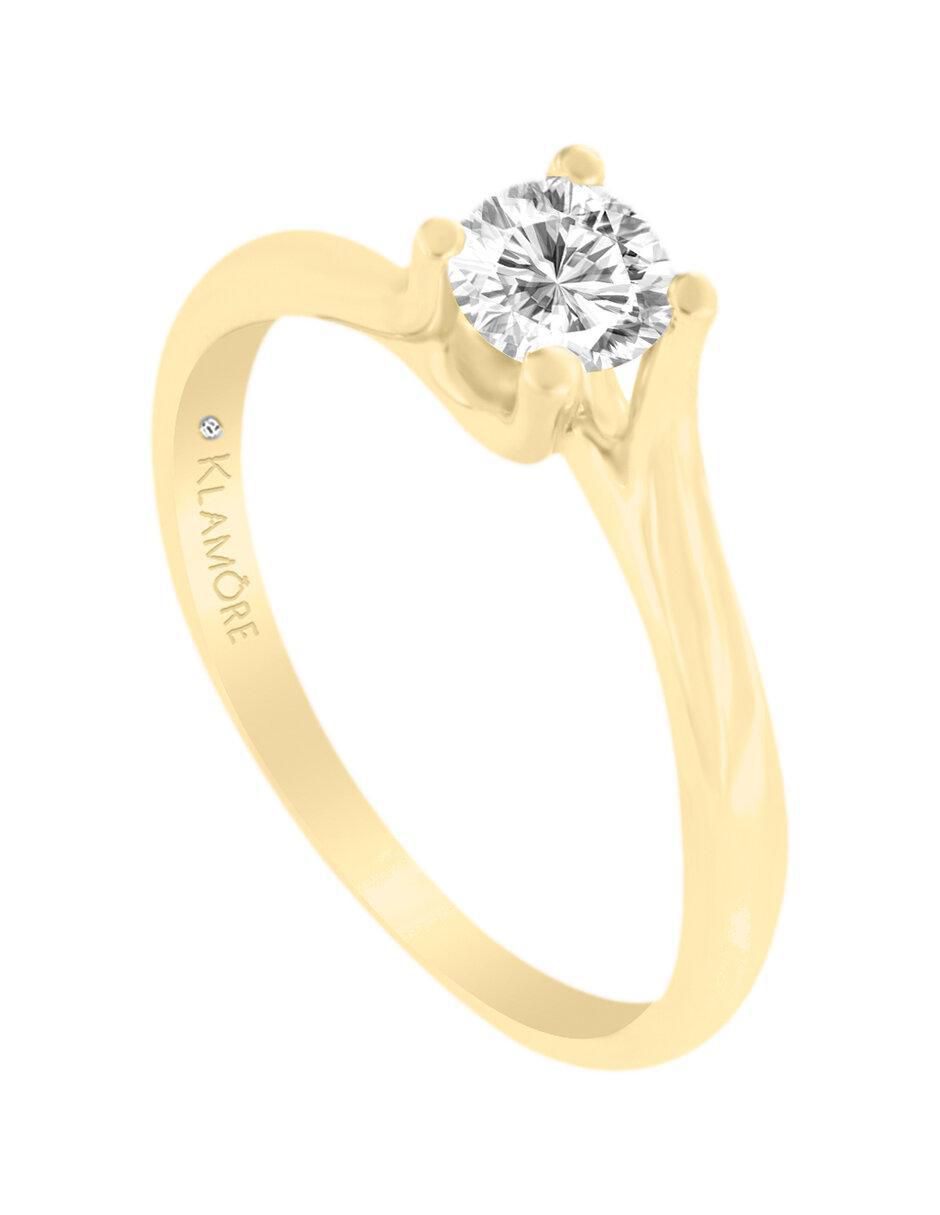 Solitario "de" oro 14 k klamore diamante