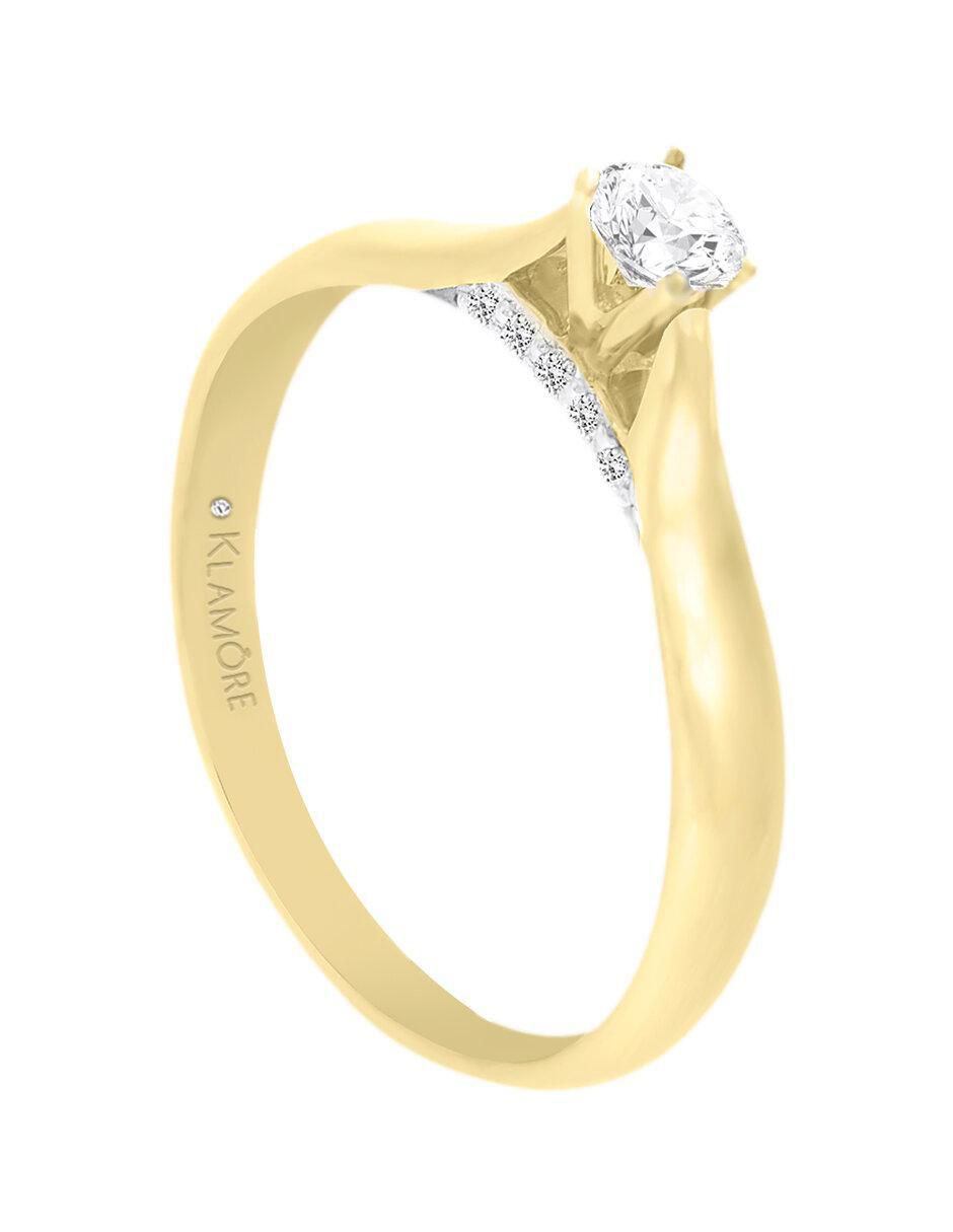 Solitario "de" oro 14 k klamore diamante