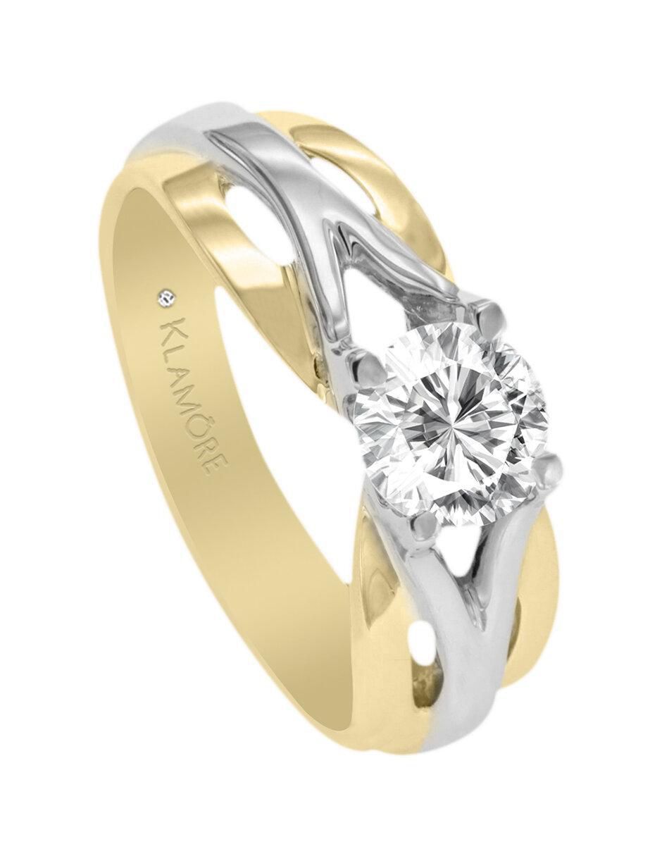 Solitario "de" oro 14 k klamore diamante
