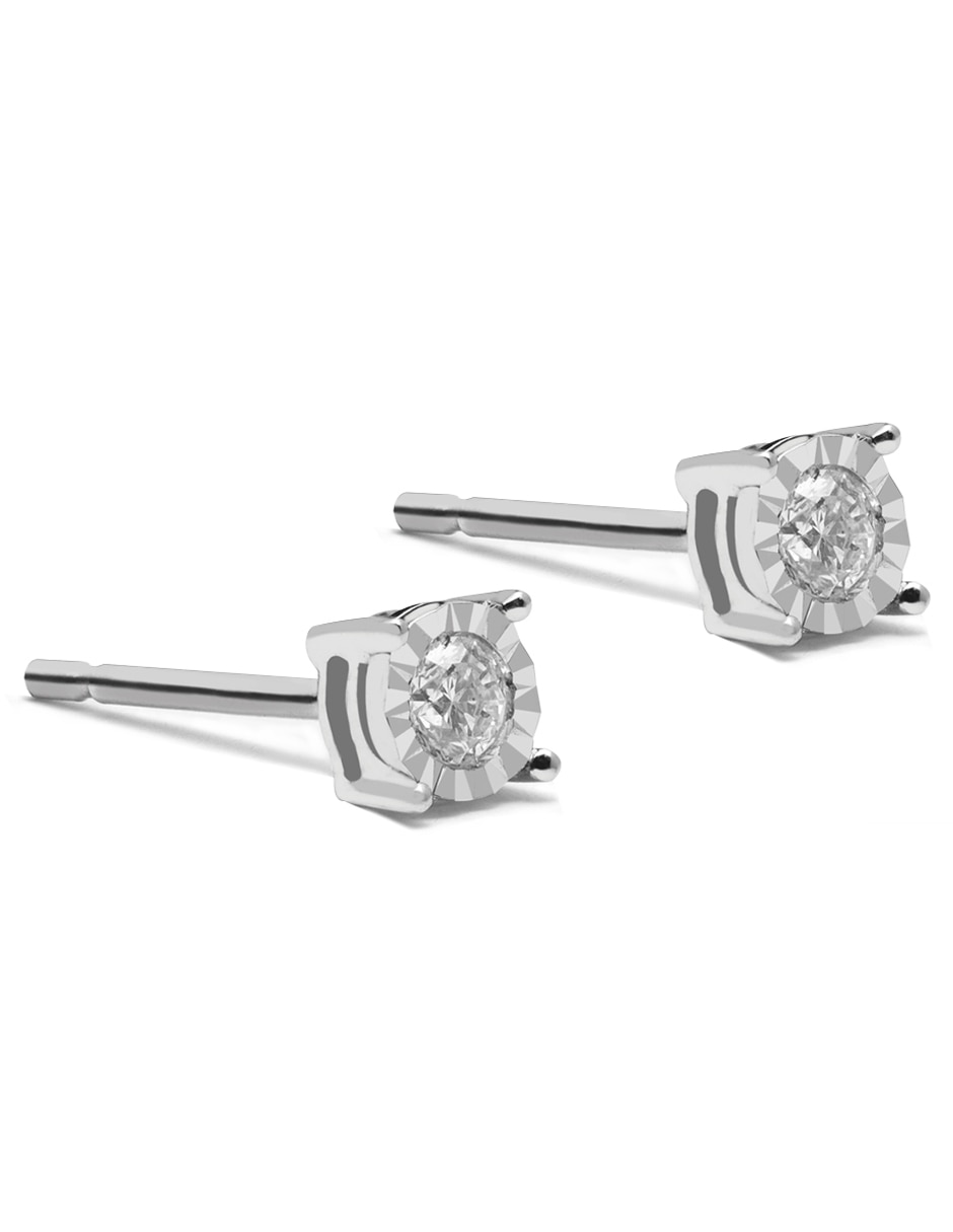 Broqueles de oro blanco 14 K con acabado brillante diamante 2