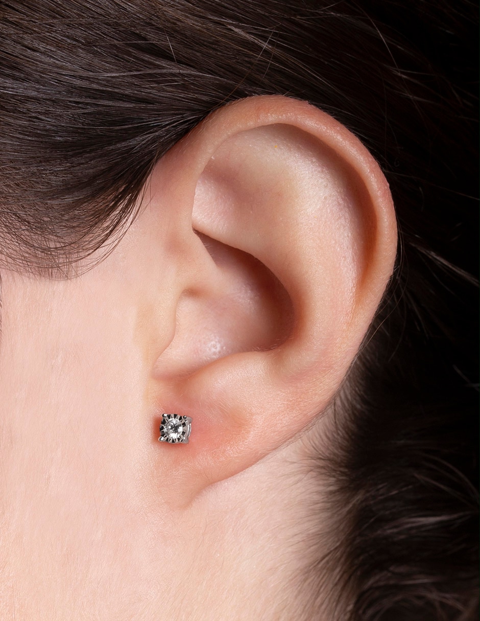Broqueles de oro blanco 14 K con acabado brillante diamante 3