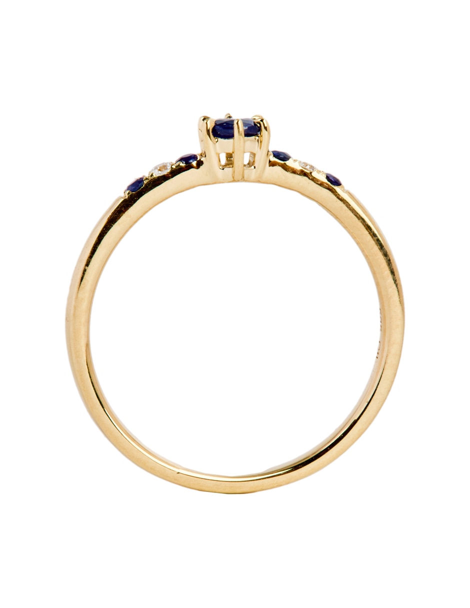 Anillo 14 k de oro zafiro y diamante brillante 2