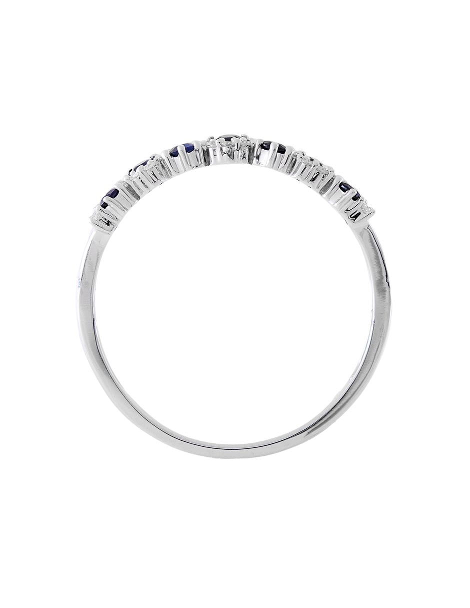 Anillo 14 k de oro blanco zafiro y diamante pavé 2