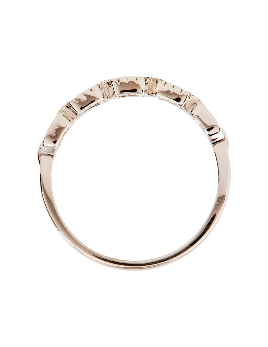 Anillo de eslabones 14 k de oro blanco diamante pavé 2