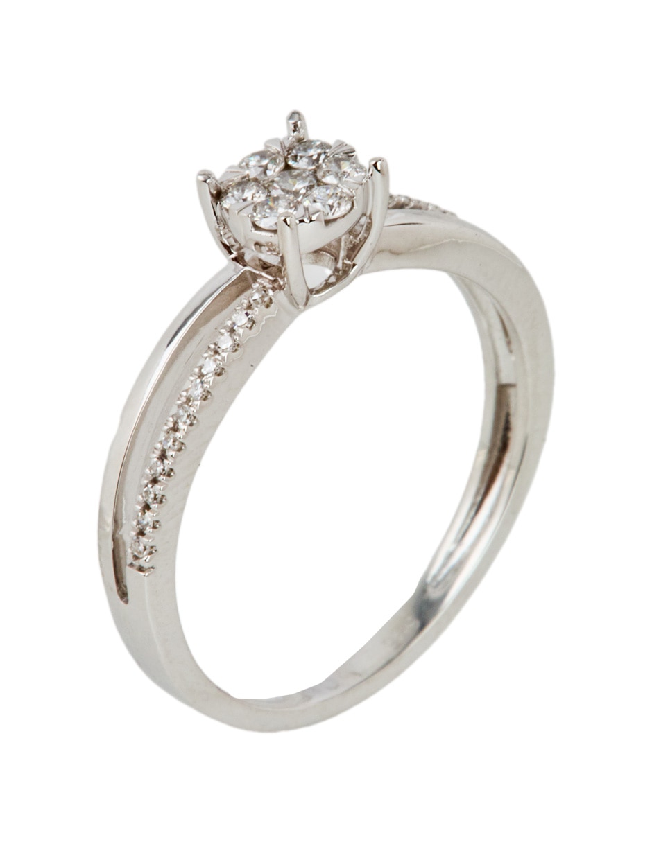 Anillo de compromiso de oro blanco 14 k diamante 3