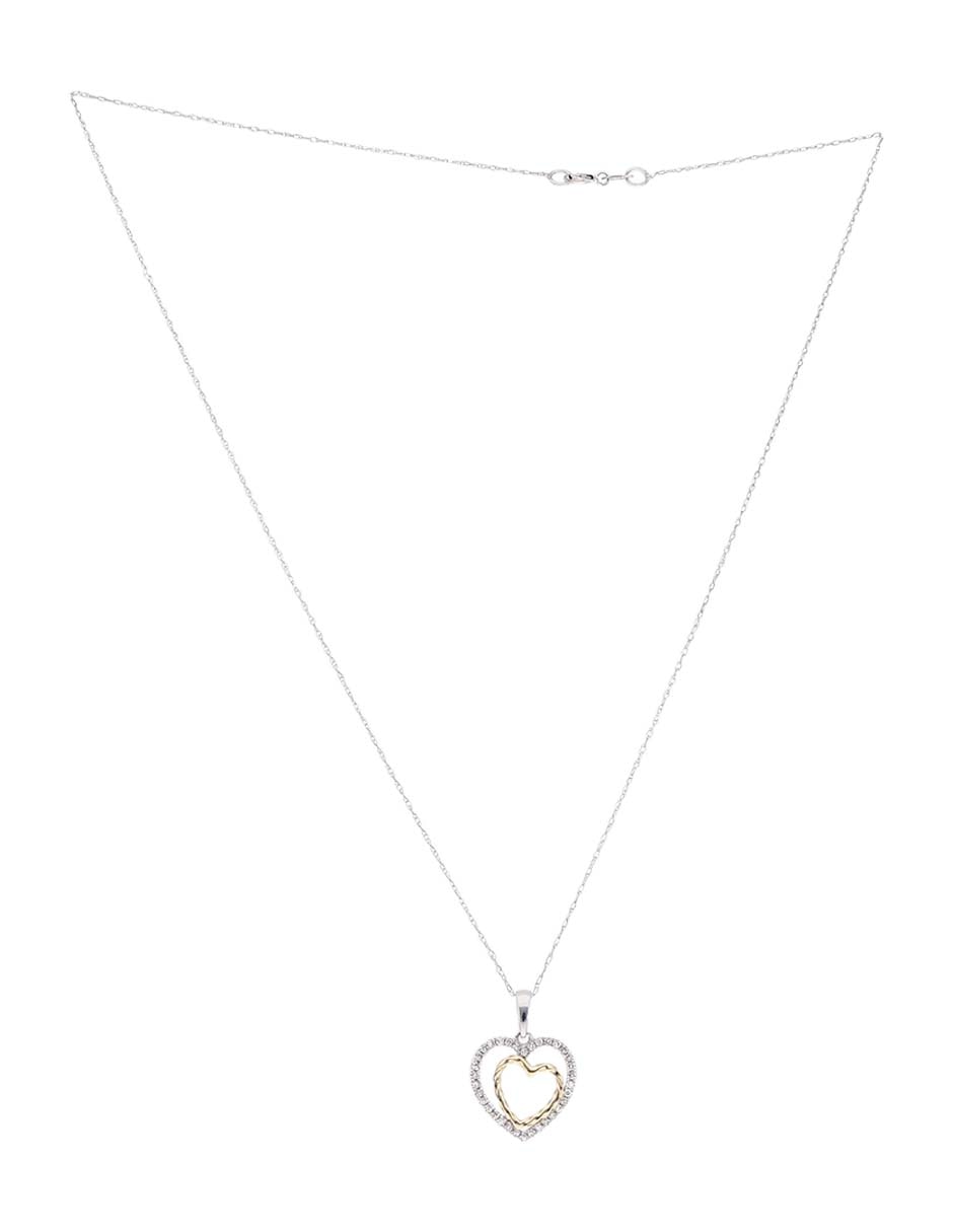 Collar con dije de corazón de oro blanco 14 K