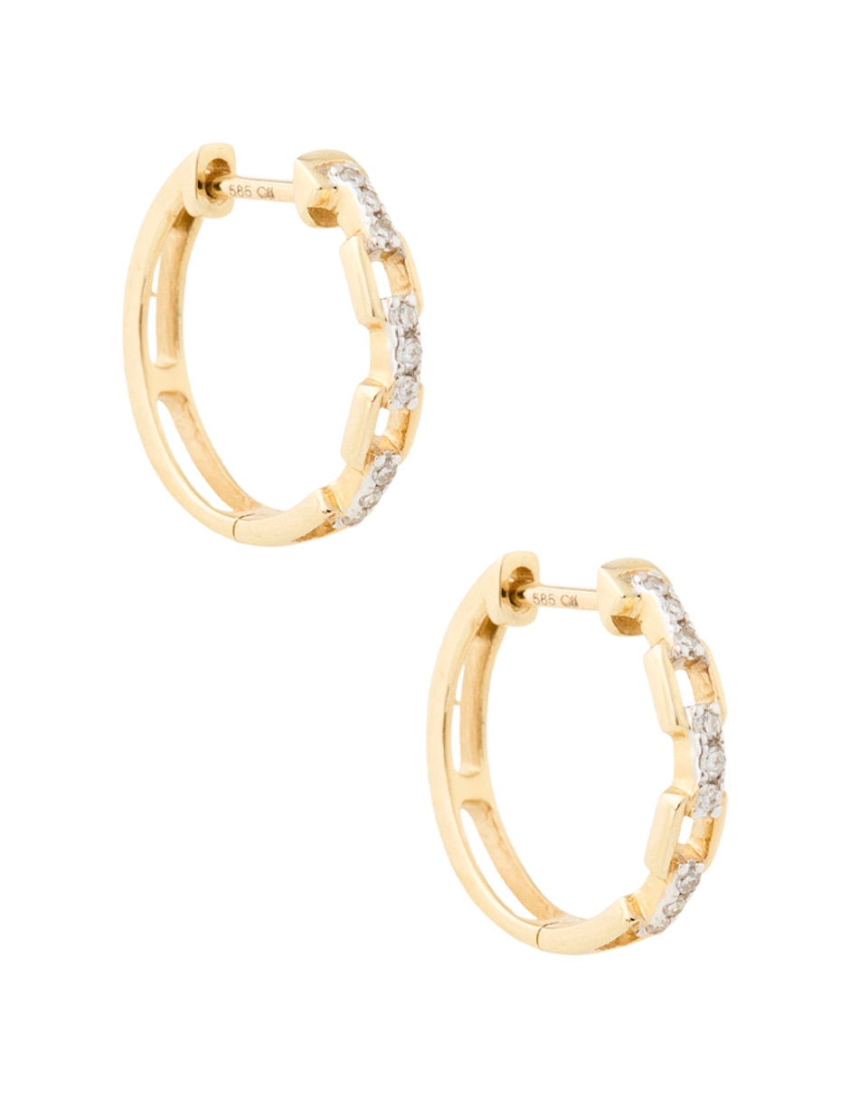Aretes huggies de oro 14 K con acabado pulido diamante 2