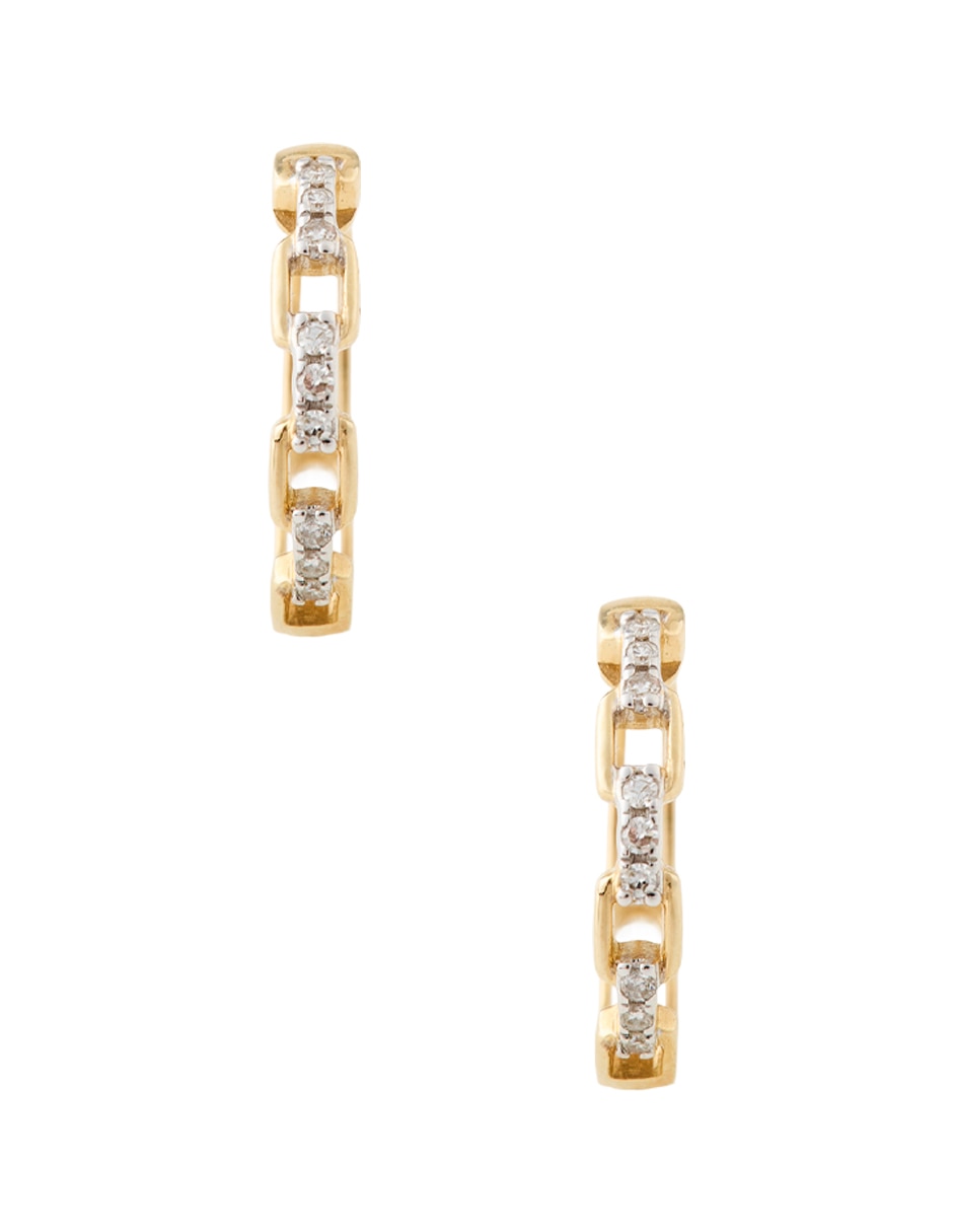 Aretes huggies de oro 14 K con acabado pulido diamante 3