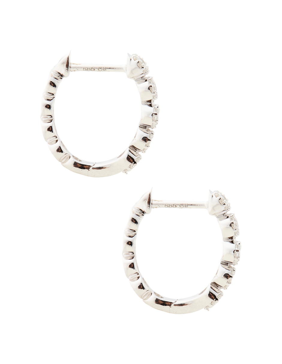 Aretes Huggies de oro 14 K con acabado pavé diamante