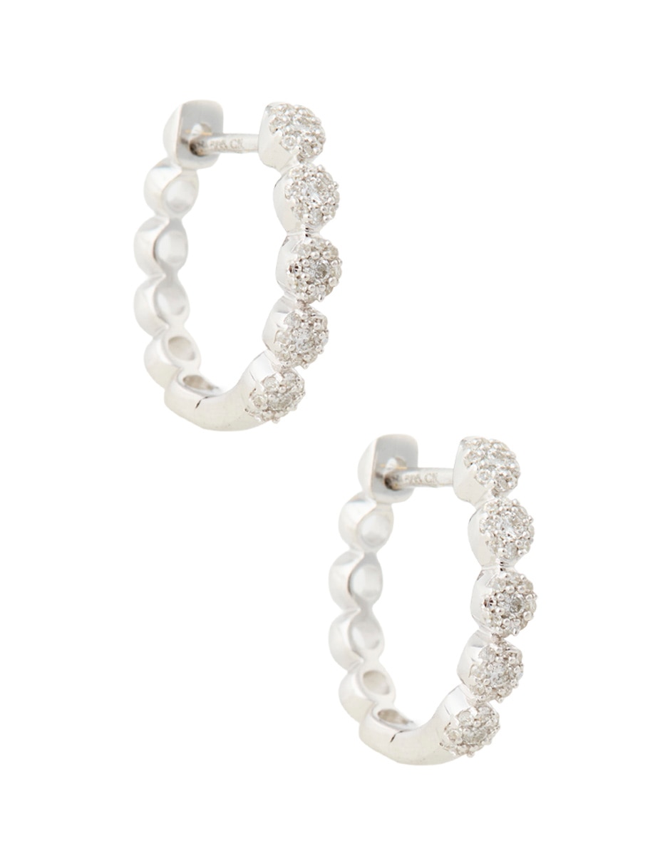Aretes Huggies de oro 14 K con acabado pavé diamante 2