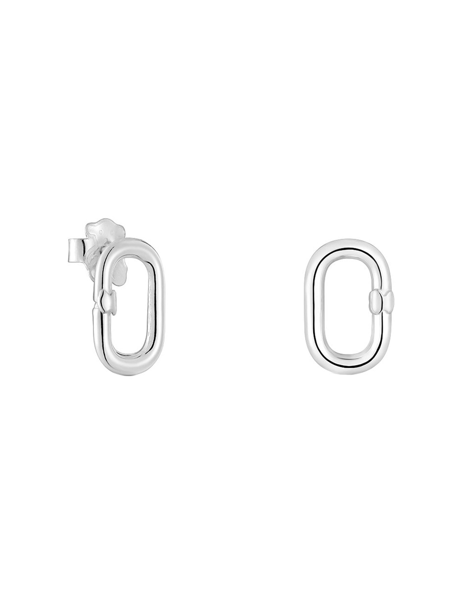 Aretes de aro ovalados Hold Oval de plata P 925 con acabado brillante