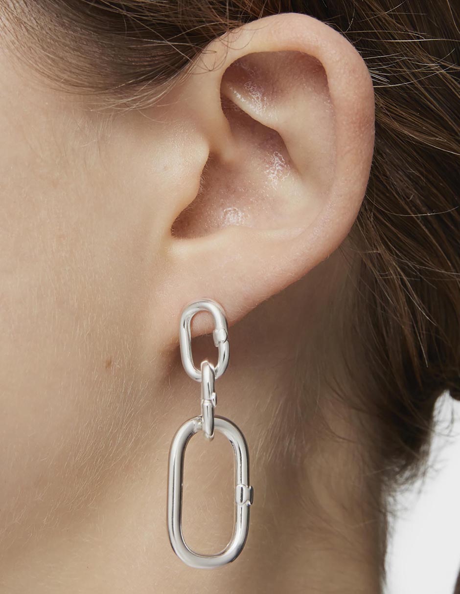 Aretes de aro ovalados Hold Oval de plata P 925 con acabado brillante 4