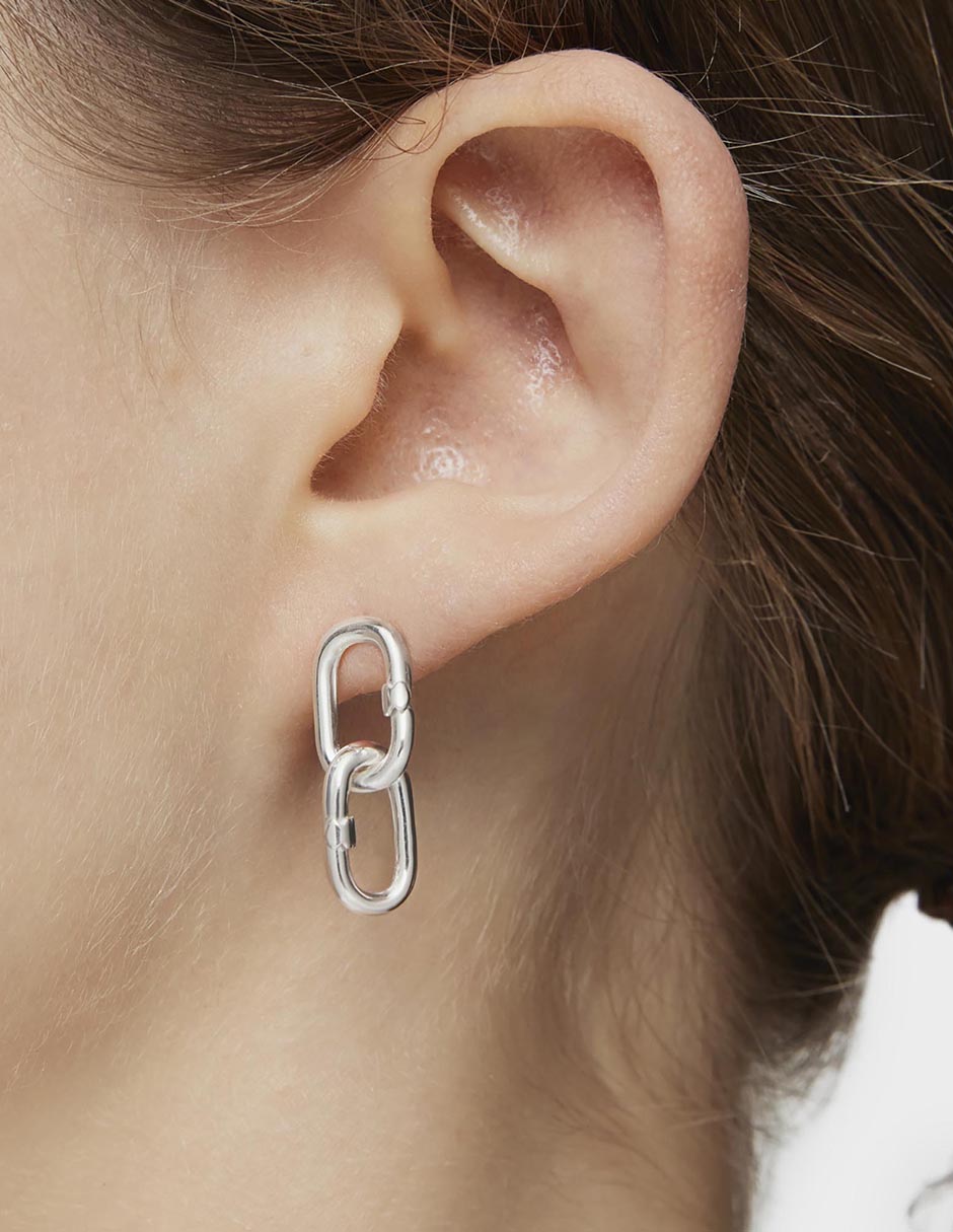 Aretes de aro ovalados Hold Oval de plata P 925 con acabado brillante 5