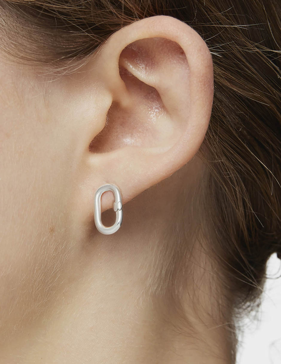 Aretes de aro ovalados Hold Oval de plata P 925 con acabado brillante 6