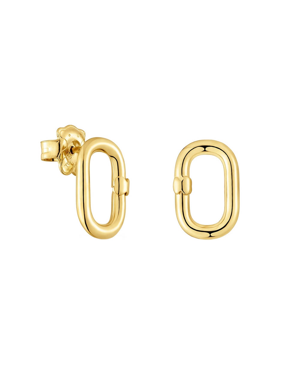 Aretes de aro ovalados Hold Oval de plata P 925 con acabado baño de oro