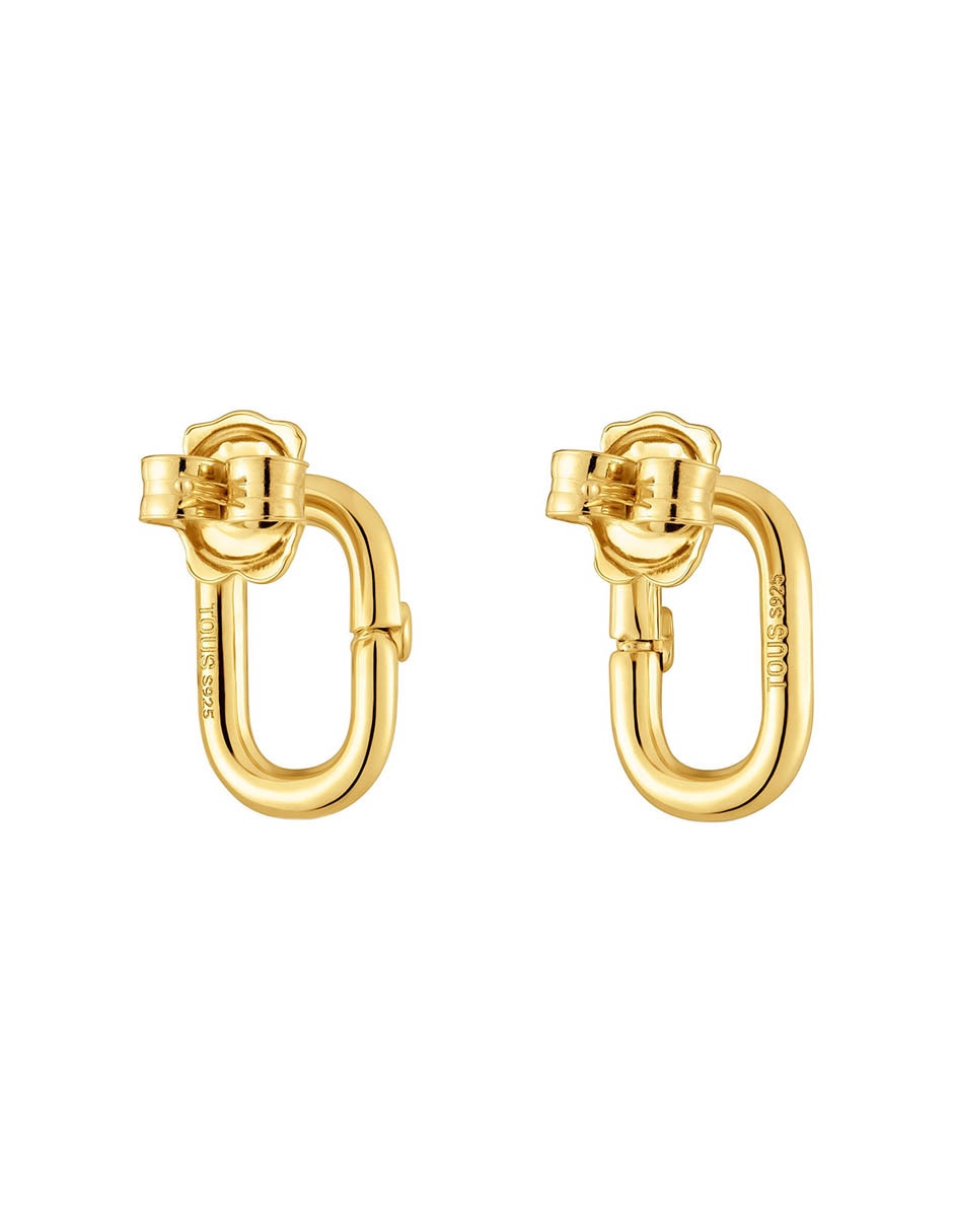 Aretes de aro ovalados Hold Oval de plata P 925 con acabado baño de oro 3