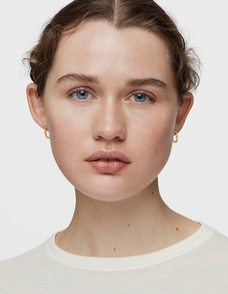 Aretes de aro ovalados Hold Oval de plata P 925 con acabado baño de oro 4