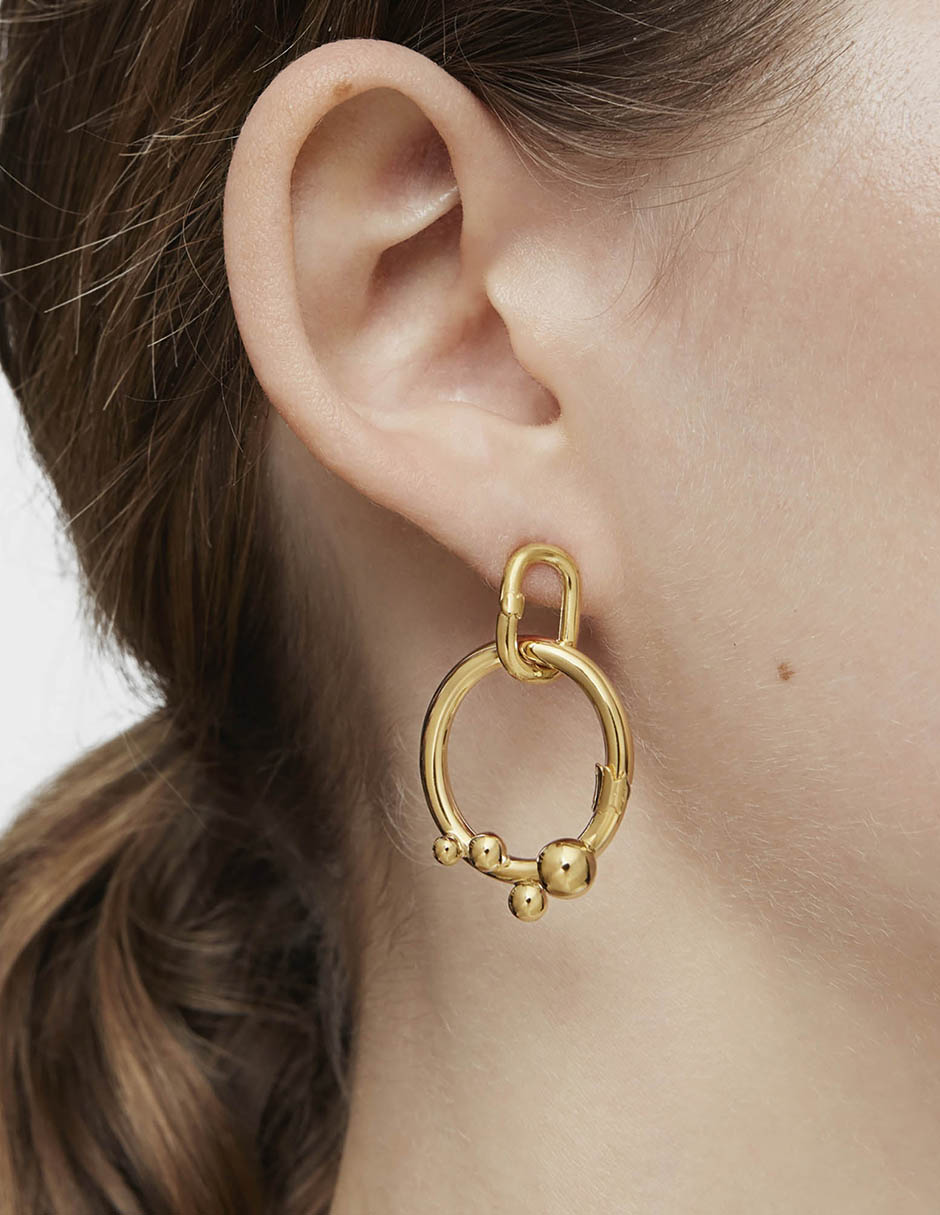Aretes de aro ovalados Hold Oval de plata P 925 con acabado baño de oro 5