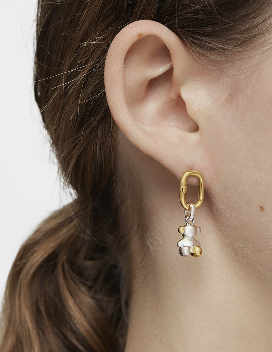 Aretes de aro ovalados Hold Oval de plata P 925 con acabado baño de oro 6