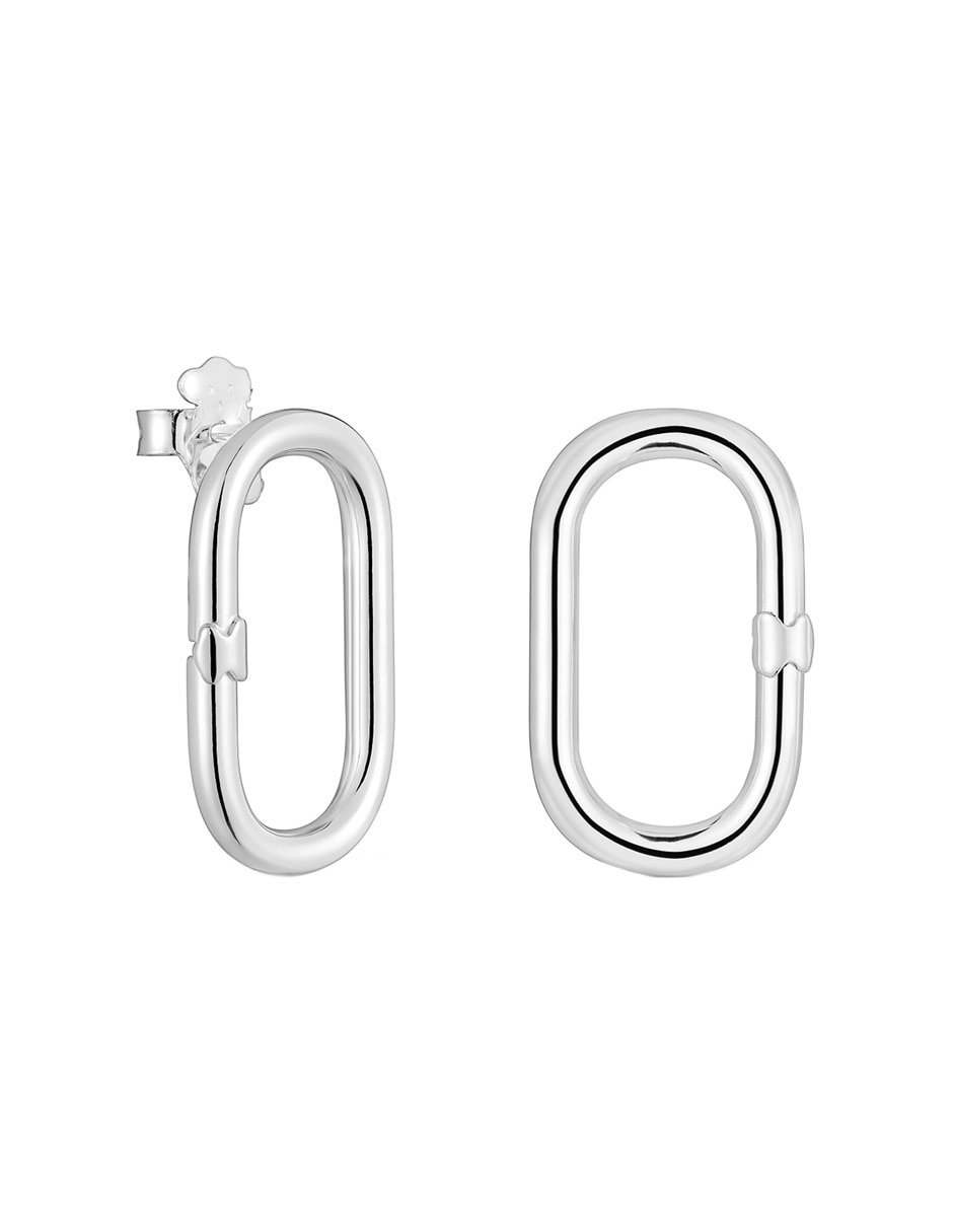Aretes ovalados Hold Oval de plata P 925 con acabado brillante