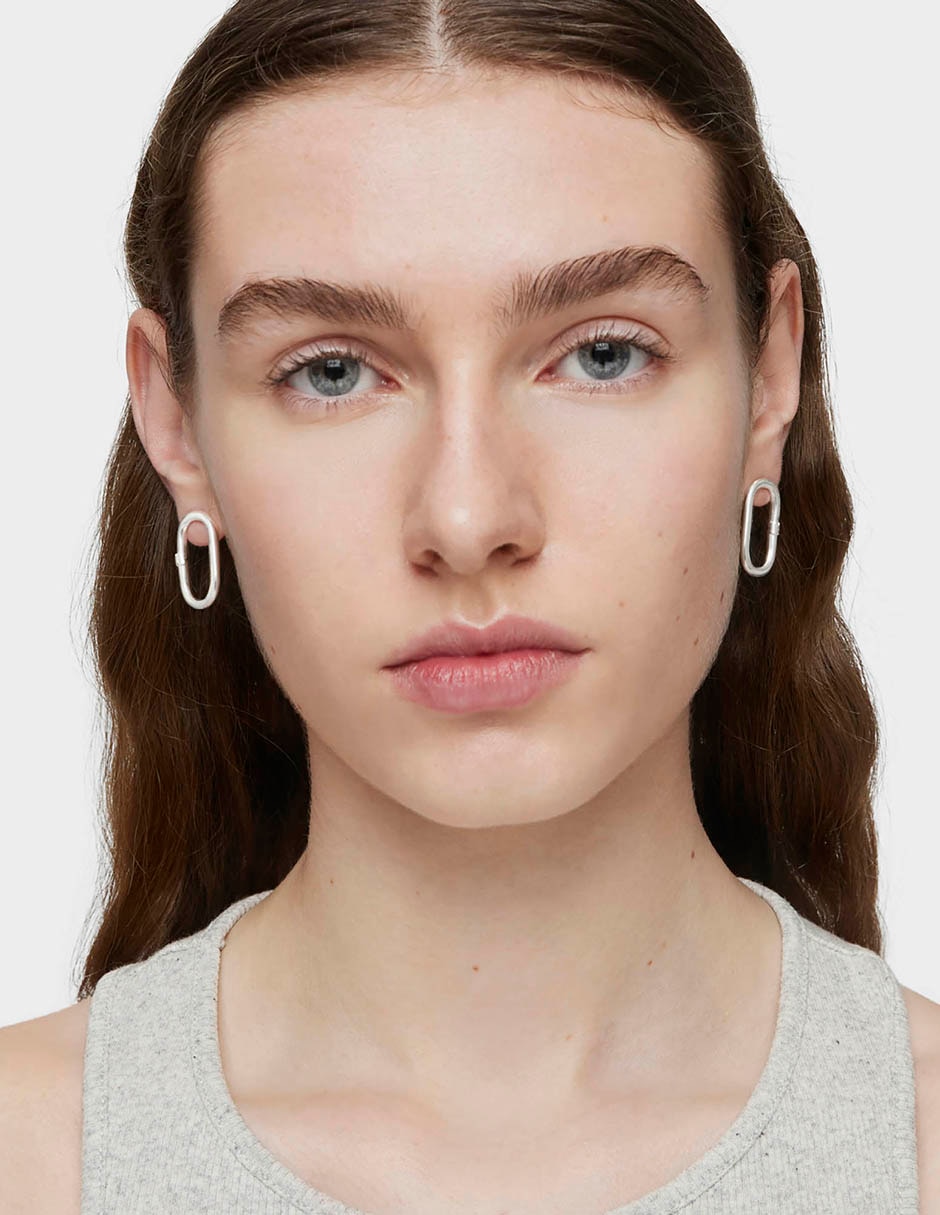 Aretes ovalados Hold Oval de plata P 925 con acabado brillante 4