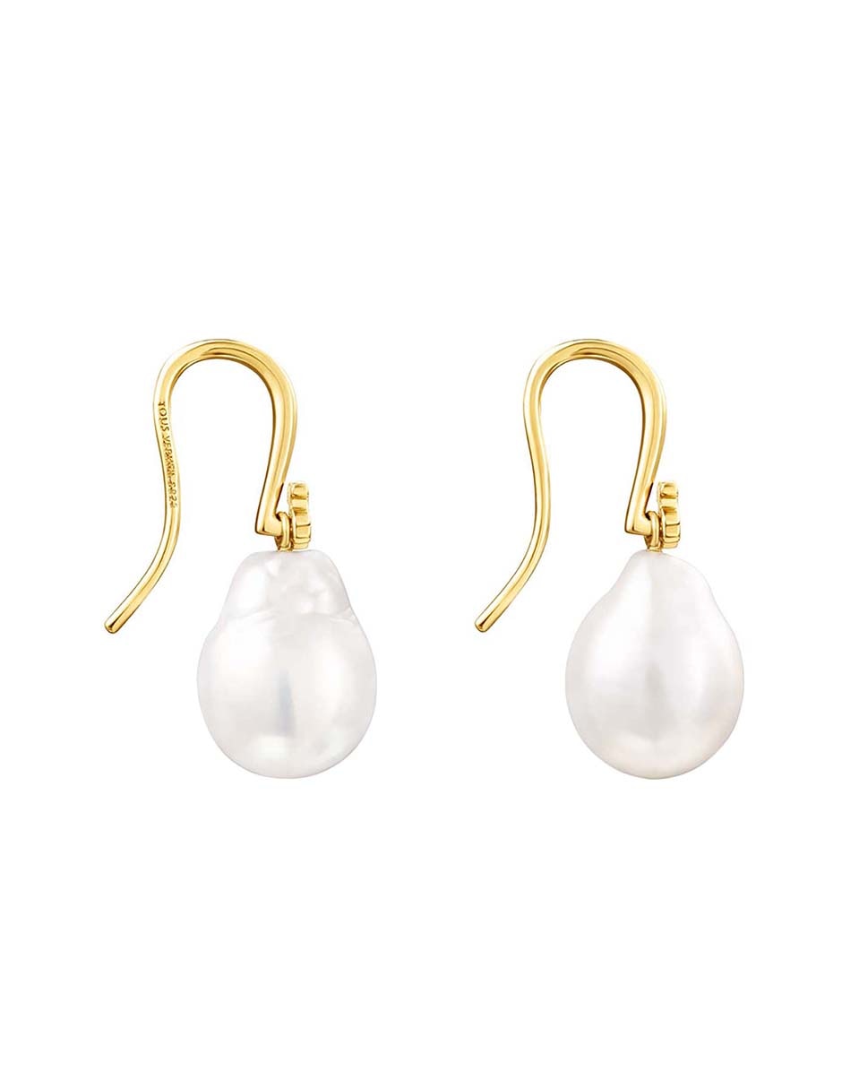 Aretes redondos Gloss de plata P 925 con acabado baño de oro perla 2