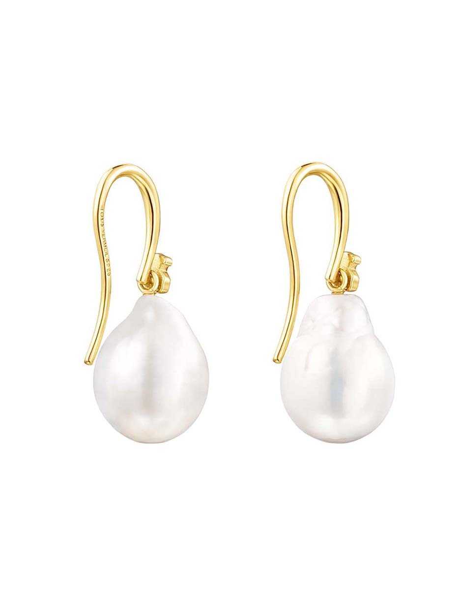 Aretes redondos Gloss de plata P 925 con acabado baño de oro perla 3