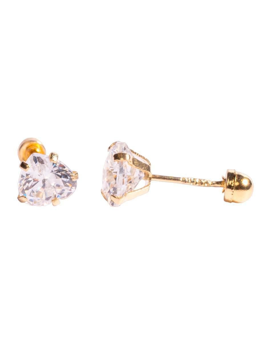 Broqueles de corazón de oro con acabado brillante zirconia 2