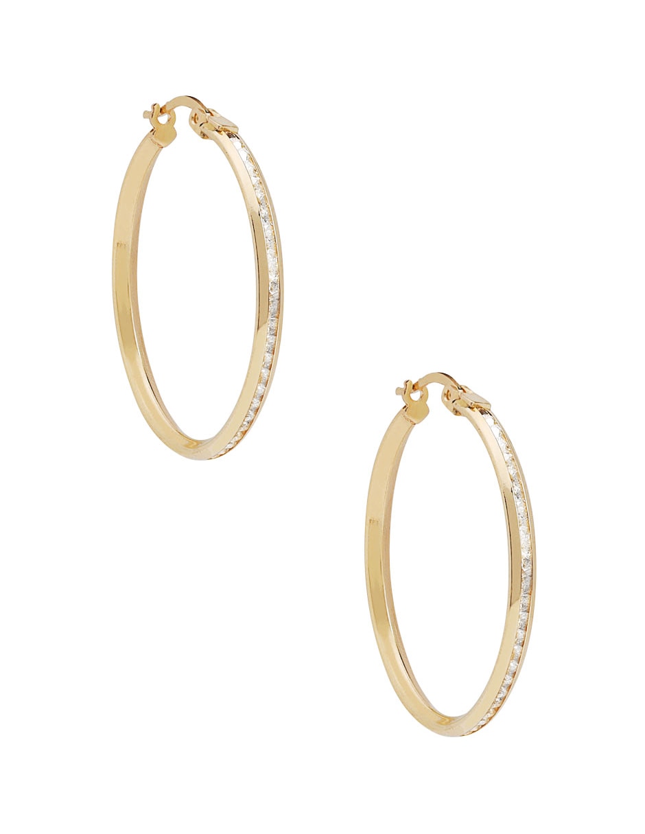 Arracadas de oro con acabado brillante zirconia 2