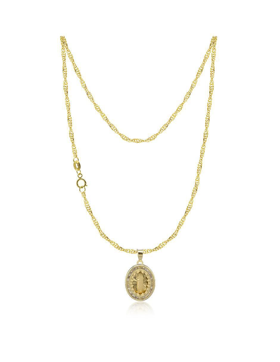 Collar con dije ovalado de oro 10 K 2