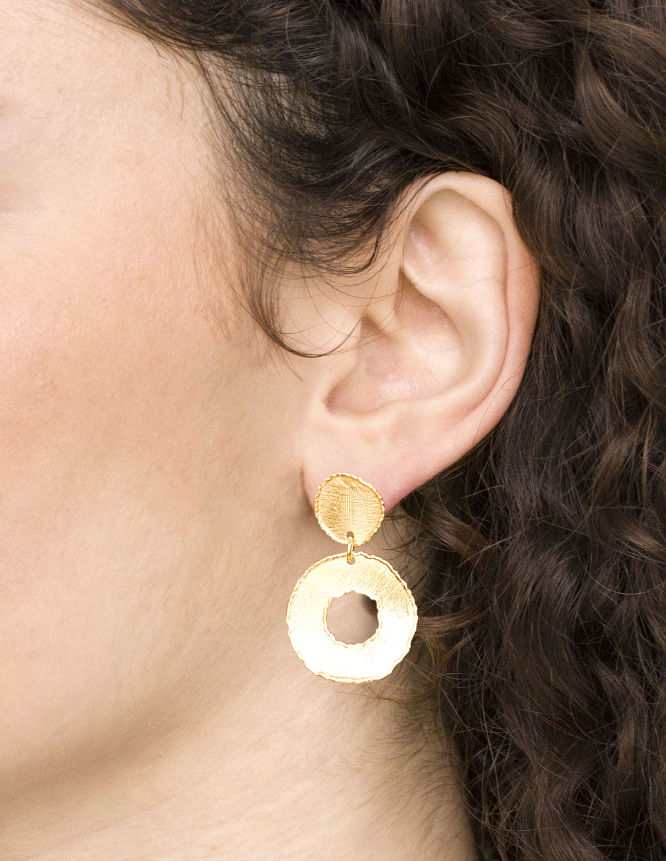 Aretes circulares de plata P 925 con acabado brillante 3
