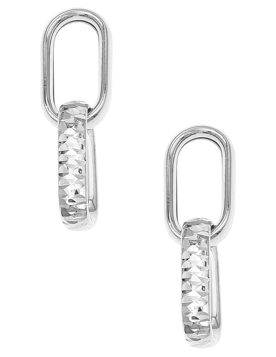 Aretes de eslabones de plata P 925 con acabado brillante