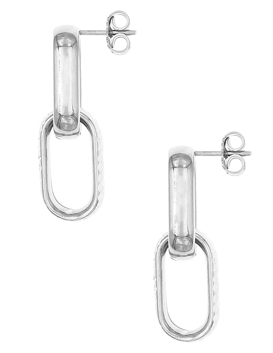 Aretes de eslabones de plata P 925 con acabado brillante 2