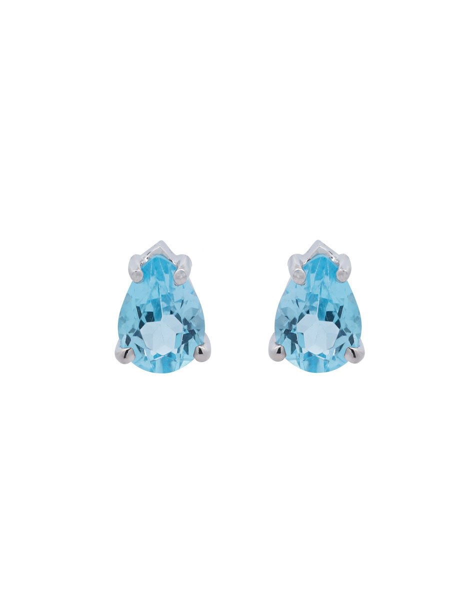 Aretes de gota de oro con acabado espejo topacio