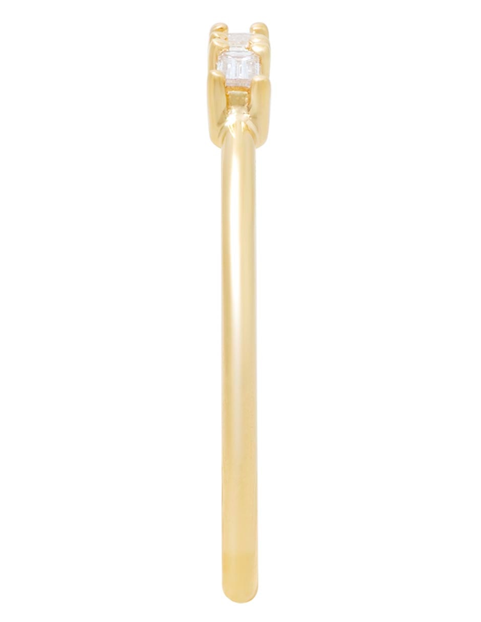 Anillo rectangular 14 k de oro diamante lustre 3