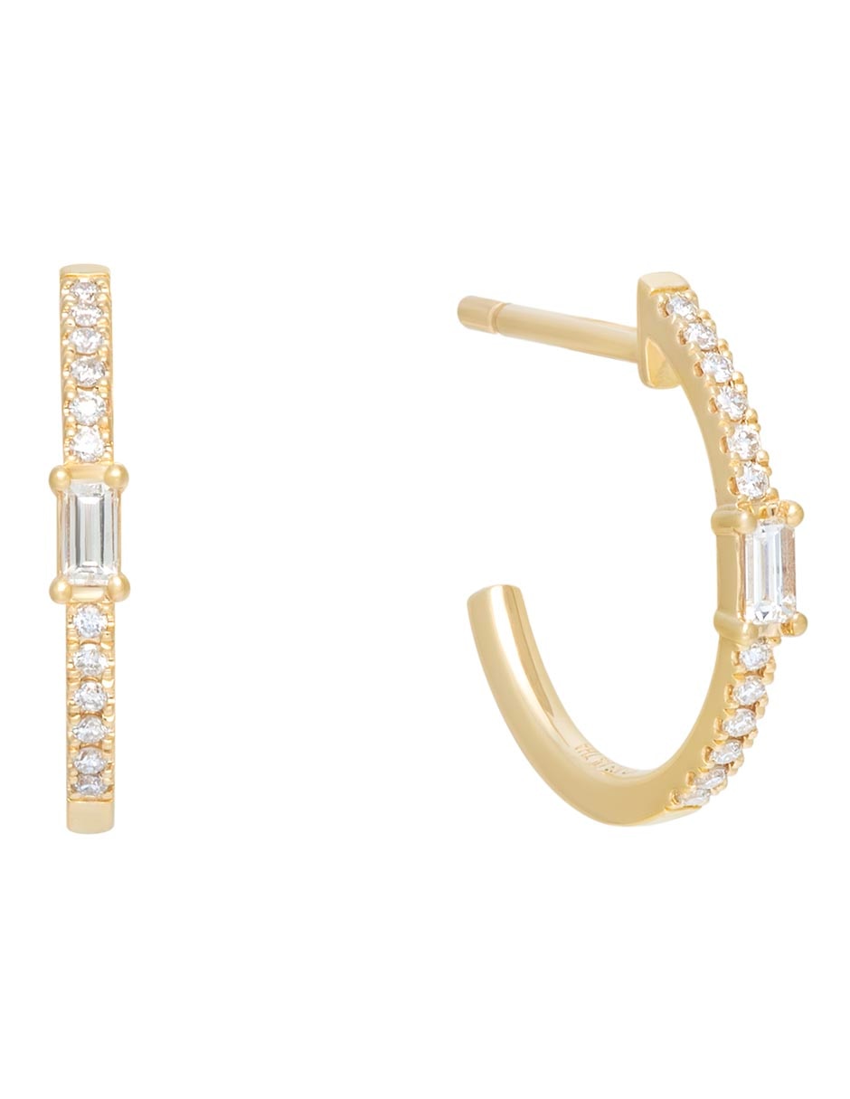 Aretes cortos de oro 14 K con acabado pavé diamante