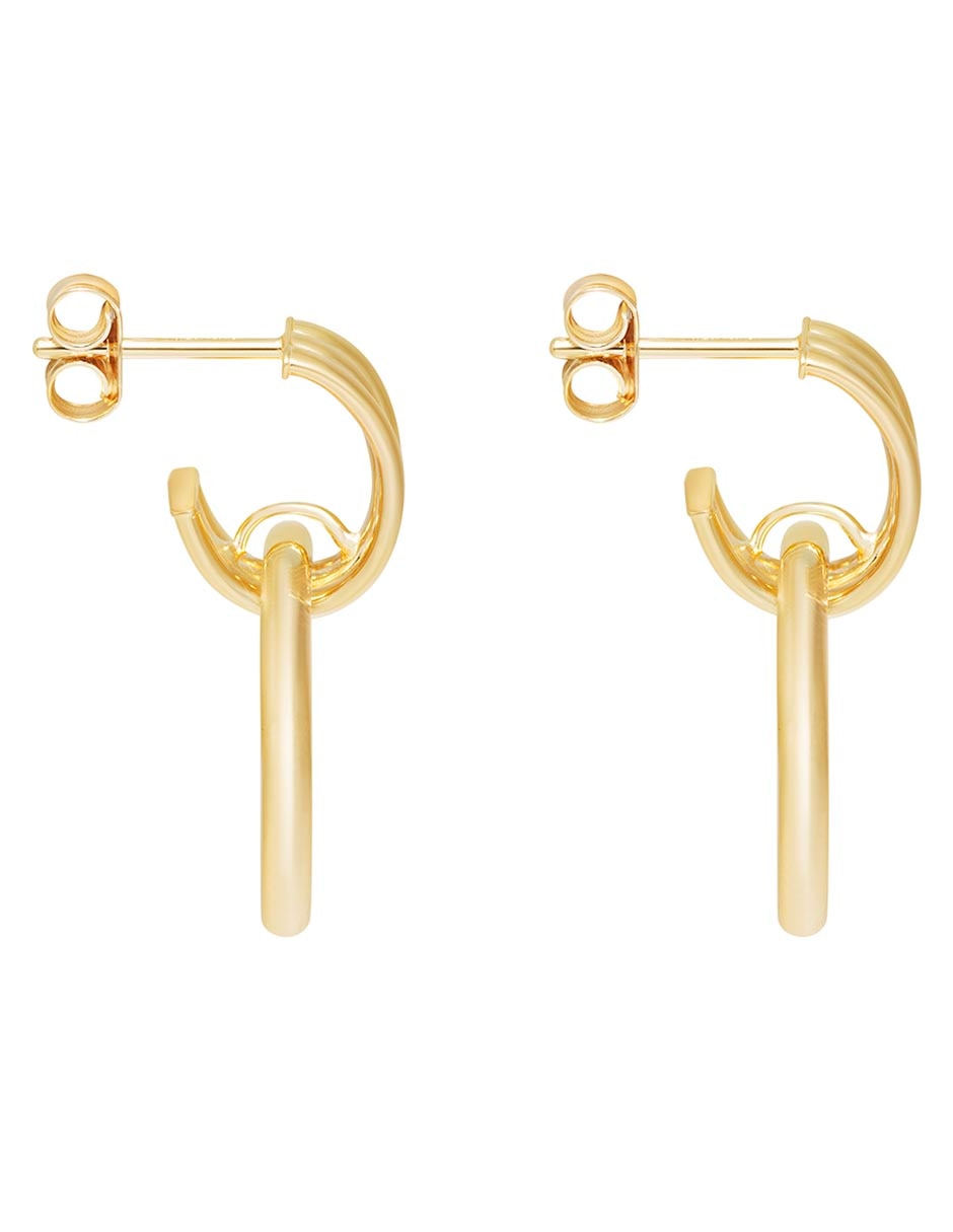 Aretes cortos de oro 14 K con acabado lustre 2
