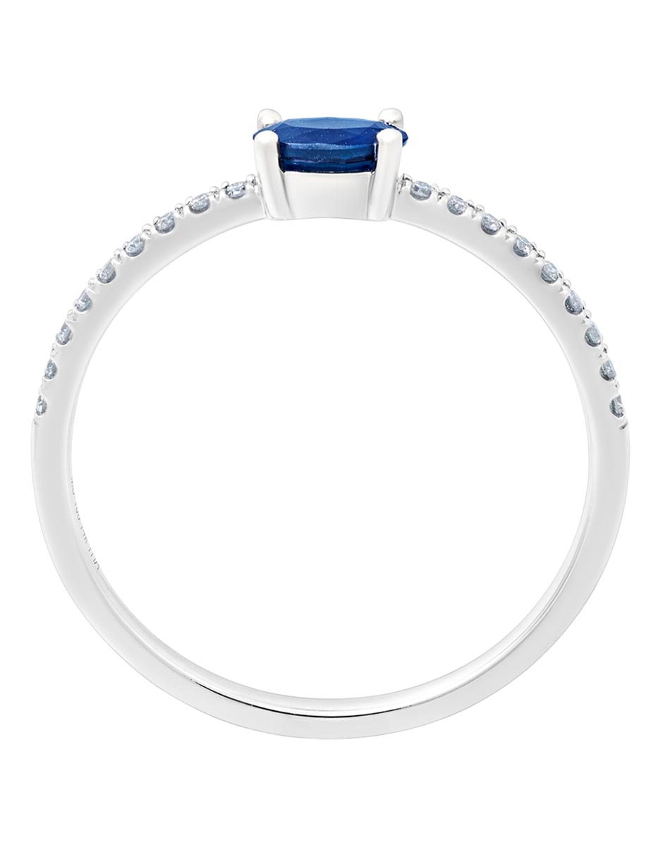 Anillo ovalado 14 k de oro blanco zafiro pavé 2