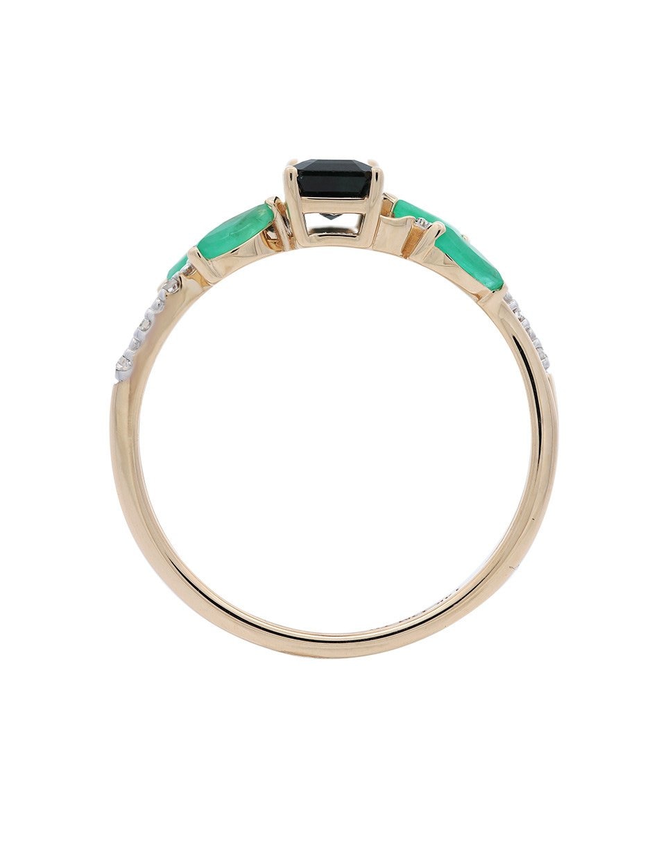 Anillo de hoja 14 k de oro diamante brillante 2