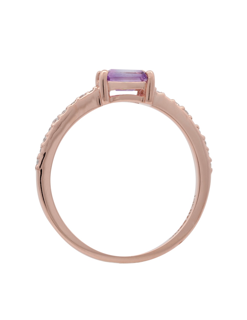 Anillo rectangular 14 k de oro diamante brillante 2