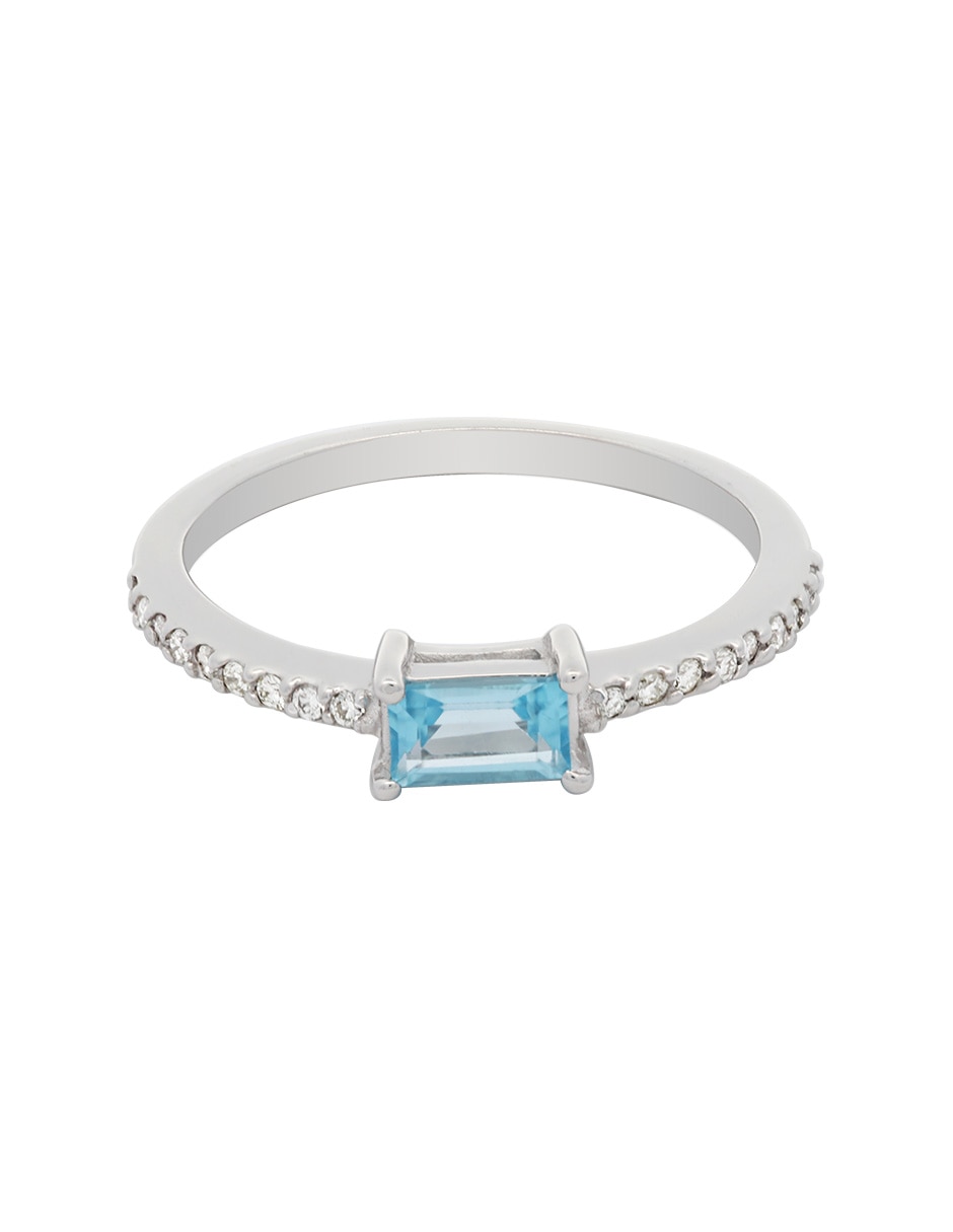 Anillo rectangular 14 k de oro diamante brillante