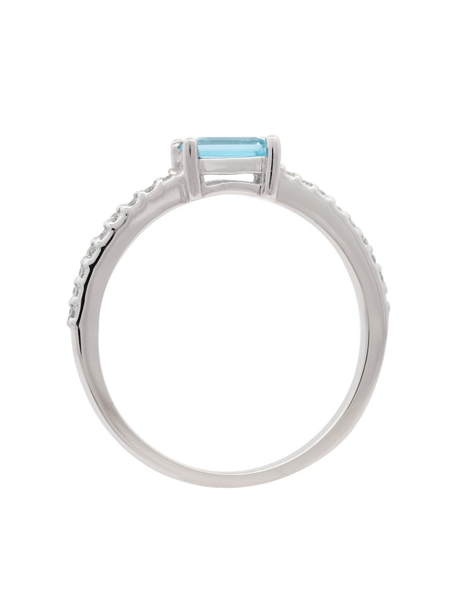 Anillo rectangular 14 k de oro diamante brillante 2