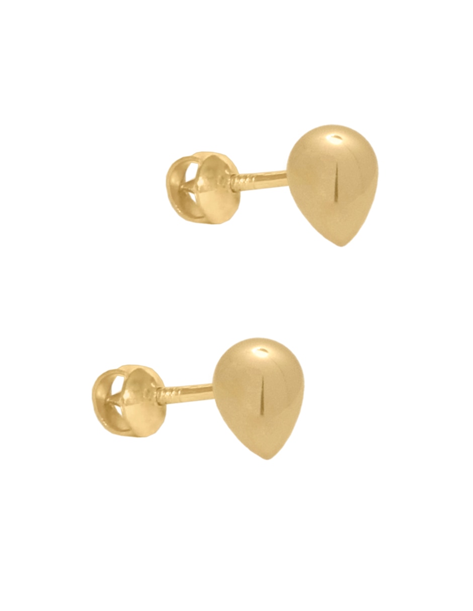 Broqueles de gota de oro amarillo con acabado brillante 1