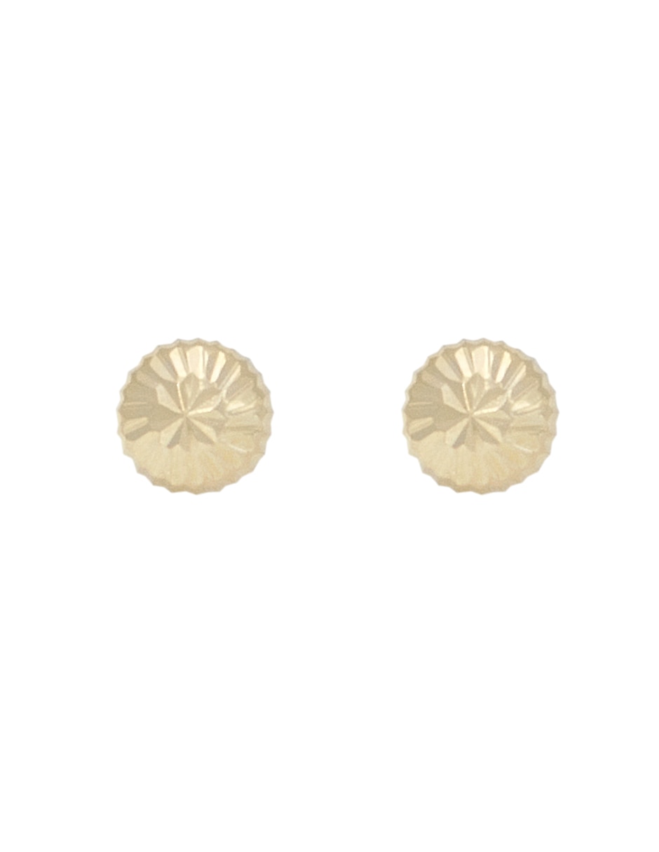 Broqueles redondos de oro amarillo con acabado diamantado