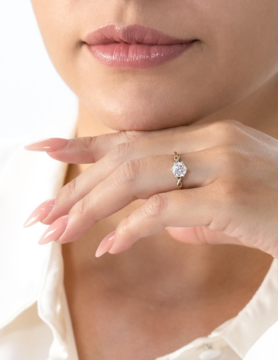 Anillo de compromiso "de" oro 10 k abba joyas sin familia zirconia
